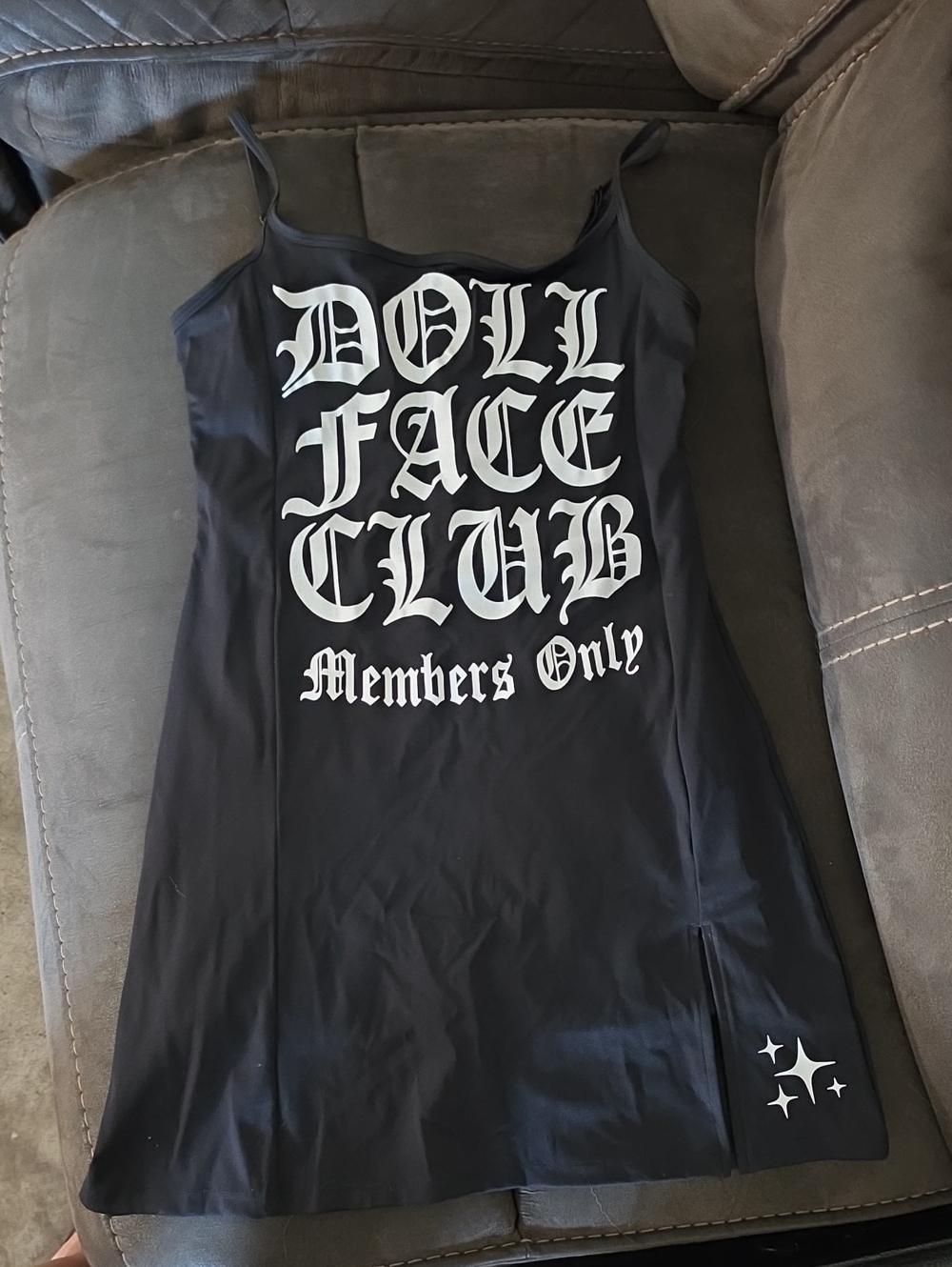 Black "DOLL FACE CLUB" Graphic Active Dress